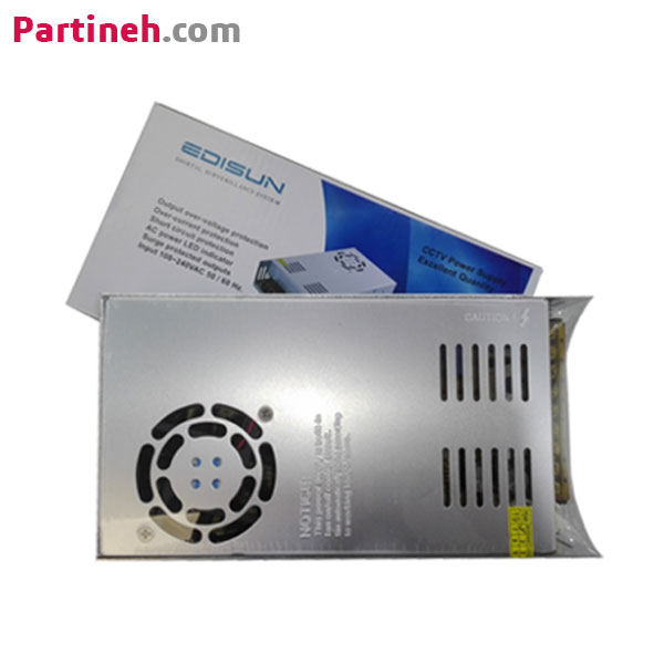 منبع تغذیه سوئیچینگ فن دار 12 ولت 30 آمپر برند Edisun