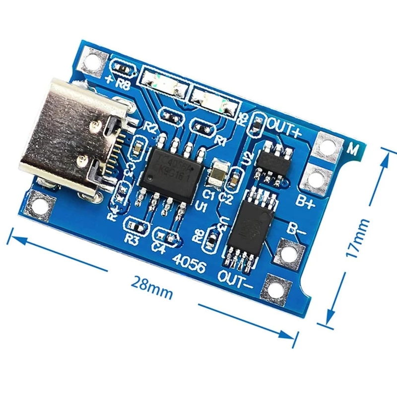 ماژول شارژر باتری لیتیومی TC4056 / TP4056 با USB TYPE C و مدار محافظ