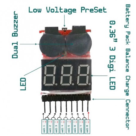 نمایشگر و مانیتورینگ ولتاژ باتری مجهز به آلارم هشدار